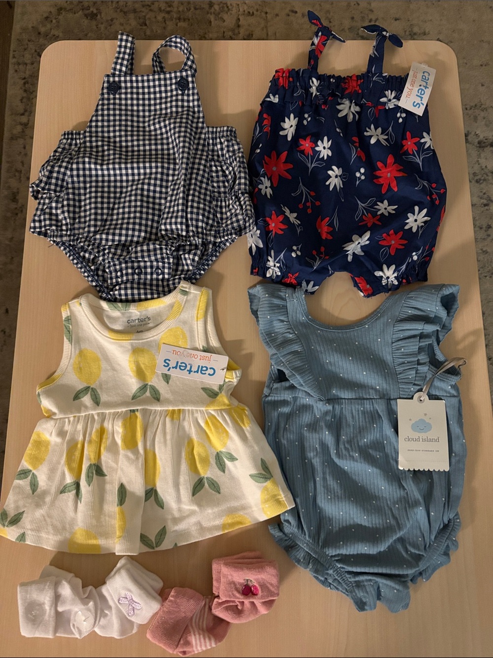 Clothing Mixed Lot Baby Girl Size 3-6 Months Rompers Socks Dress Carters New